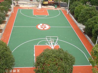 石家庄长安区公园的篮球场施工
